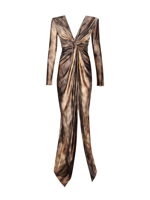 Abito lungo Red Carpet in lycra con stampa pitone Elisabetta Franchi | ABR3557E2EL1